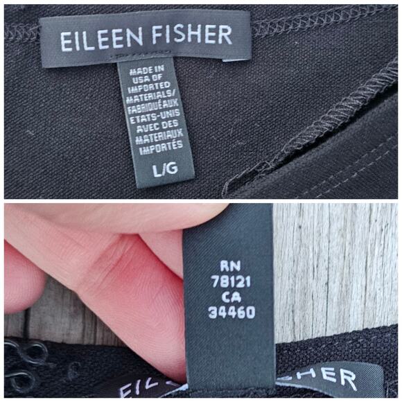 Sleeveless Belted Jumpsuit Eileen Fisher Sz L Black Stretch Crepe Crop Wide Leg - Picture 6 of 10